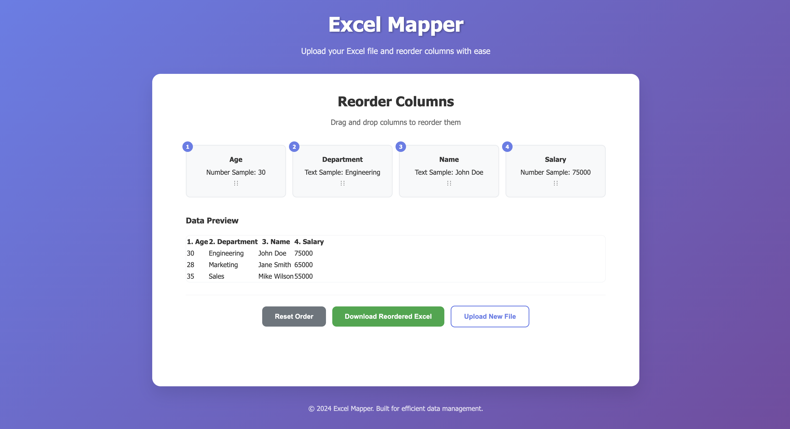 Excel Column Mapper Screenshot